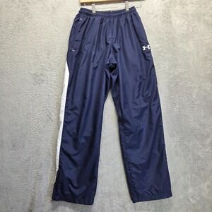 Under Armour Track Pants Mens Small Blue Loose Straight Mesh Mined Windbreaker